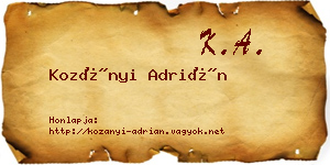 Kozányi Adrián névjegykártya